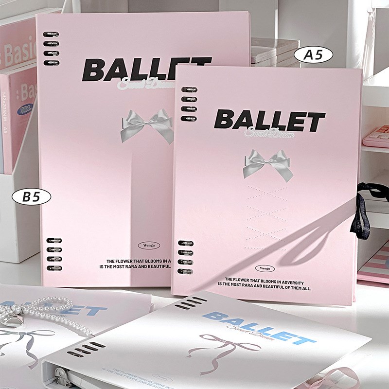 文谷新款不硌手铁夹活页本芭蕾风笔记本可拆P卸学生高颜值记事本