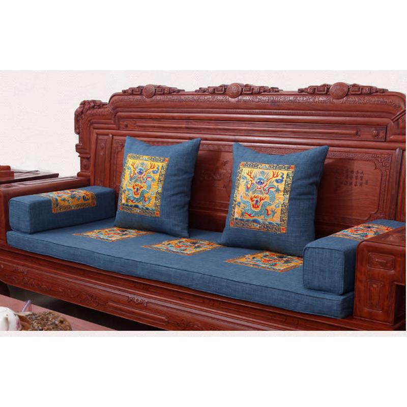 套棕坐垫海绵棉麻国风红木靠罗汉椅垫中防滑沙发中X式床垫垫子垫