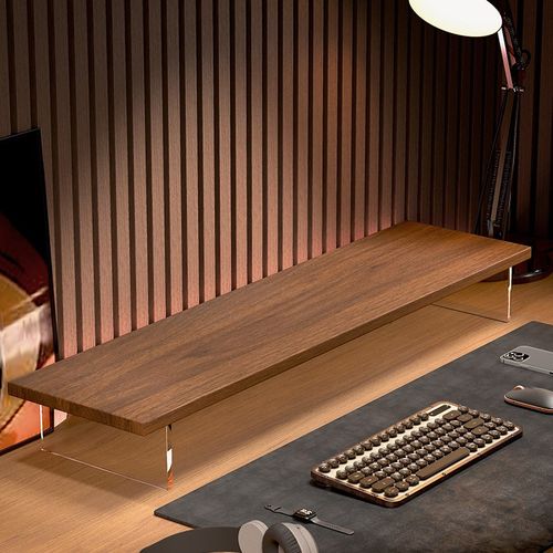 笔记本散热支架桌面电脑增高架宿舍游戏本实木散热加高收纳置物架