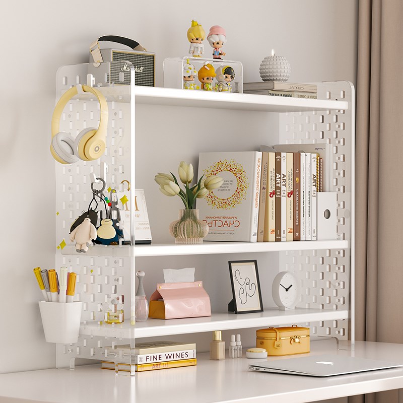 洞洞板置物架亚克力家用桌上书架学生书桌收纳多层办公桌整理桌面