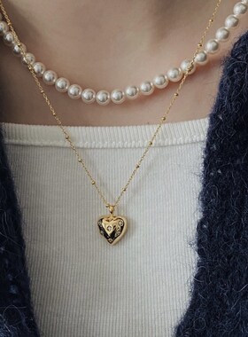 2022年新款镶钻爱心吊坠纯银项链女轻奢高级设计感小众锁骨毛衣链