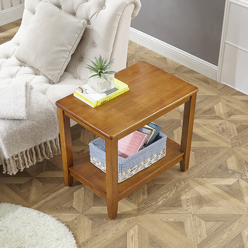 美式沙发边几侧边柜长方形极简小户型客厅实木角几小茶几窄小桌子
