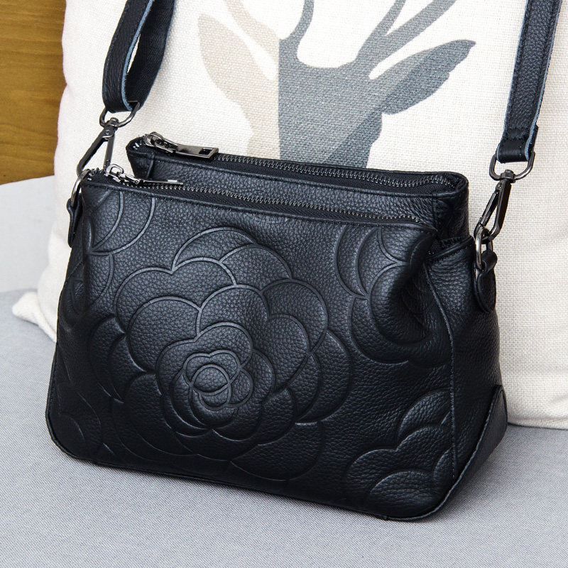 真皮多层包包女2021新款潮时尚压花单肩手提包女多隔层女包斜挎包