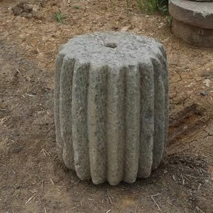 旧石器老石磨老主墩石墩石磙子石柱花架石磙石磨盘茶盘老石槽柱子