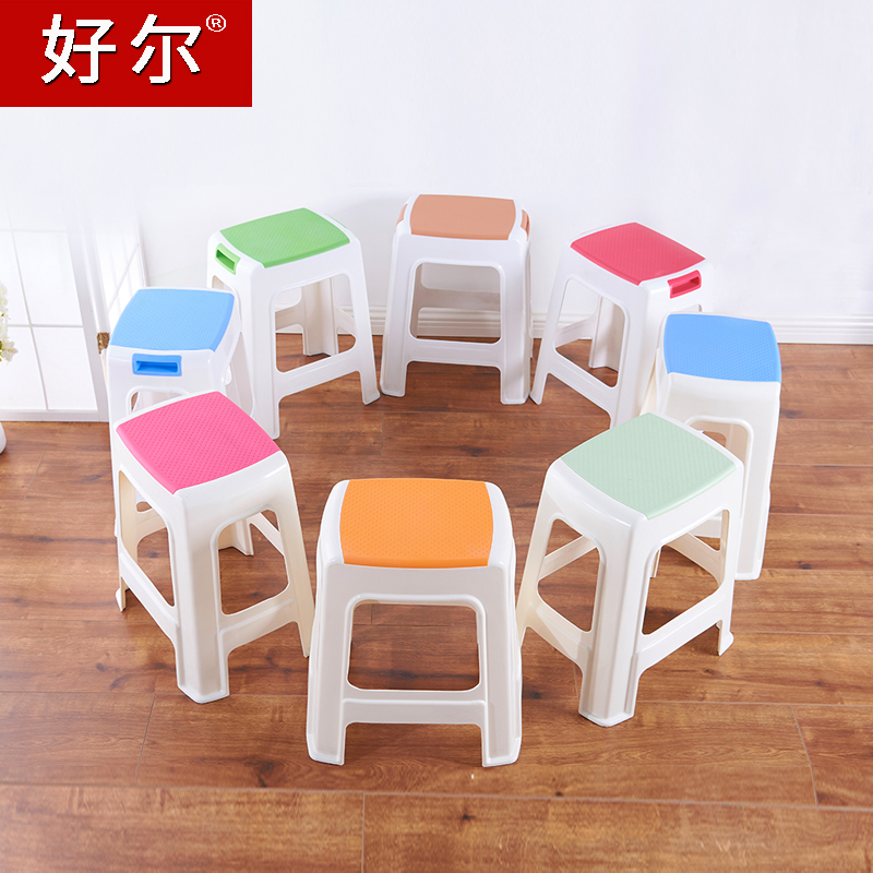 熟胶塑料凳子加厚家用p客厅餐桌高凳可摞叠经济型时尚胶登板凳简