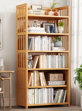 简易书架落地置物架家用客厅一体靠墙收纳L架多层实木儿童阅读书