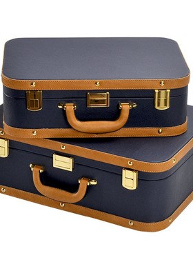 欧式复古皮质手提箱旅行箱储物箱收纳箱样板房装饰箱子摆件