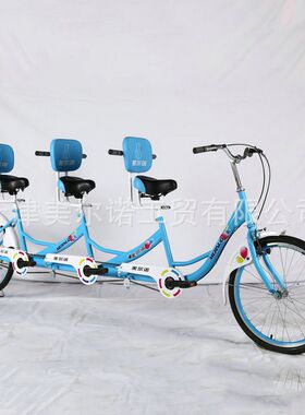 24寸公园两轮三人骑亲子多人自行车景区旅游观光车游览车脚蹬车