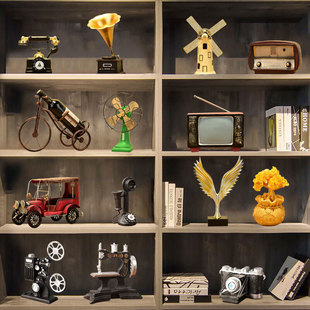 复古摆件老式电视机留声机模型拍照道具怀旧老物件酒吧店铺装饰品