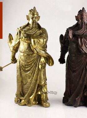纯黄铜大号60cm关公摆件武财神关羽铜像 关帝圣君开业礼品
