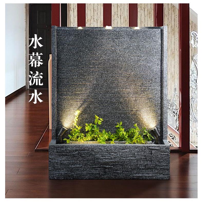 欧式喷泉流水墙简约阳台景观家居循环水背景客厅隔断办公前台摆件