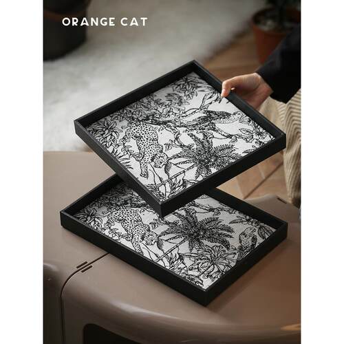 ORANGE CAT法式提花托盘轻奢覆古香薰首饰钥匙收纳盘桌面装饰摆件