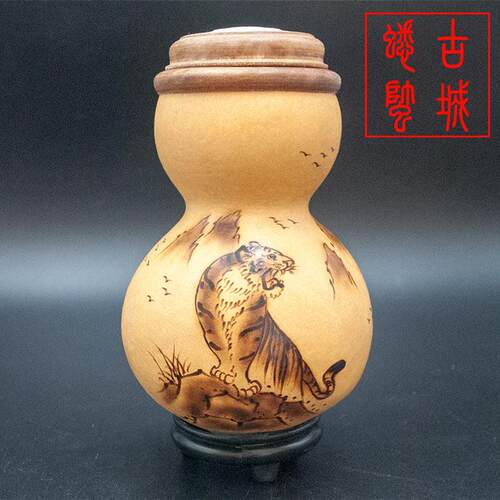 高档蟋蟀蝈蝈葫芦罐双肚烙画竹蛉蛐蛐鸣虫叫罐笼子手工包邮