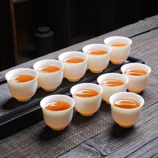 小茶杯茶具品茗杯客人杯陶瓷喝茶办公家用泡茶 白瓷功夫茶杯6只装