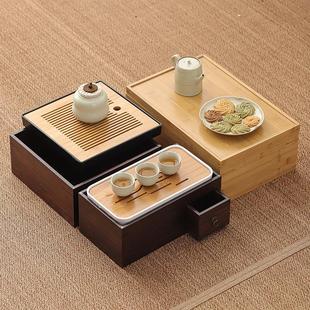 简约干泡盘储水式 功夫茶具茶盘家用套装 小套茶台茶海多功能收纳盒