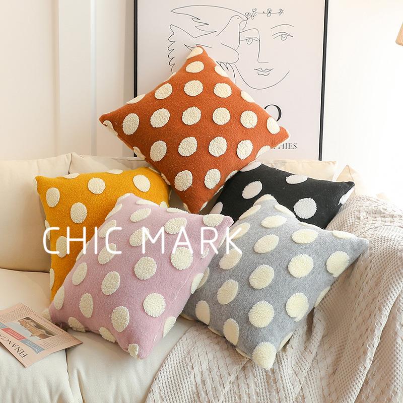 ins波西米亚靠垫摩洛哥几何圆点提花高档毛呢沙发抱枕套客厅靠背