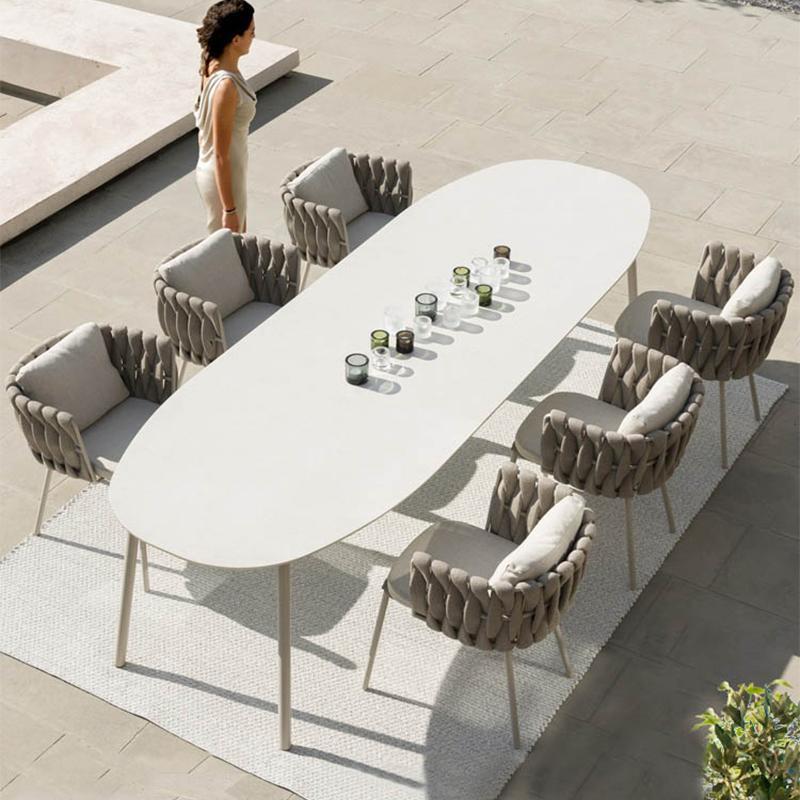 户外桌椅藤椅三件组合庭院花园阳台露天休闲藤编6人餐桌防水防晒