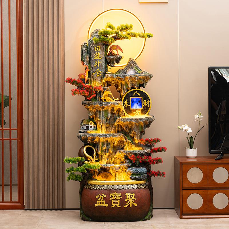 假山流水喷泉客厅循环水生财景观招财风水轮办公室落地装饰品摆件