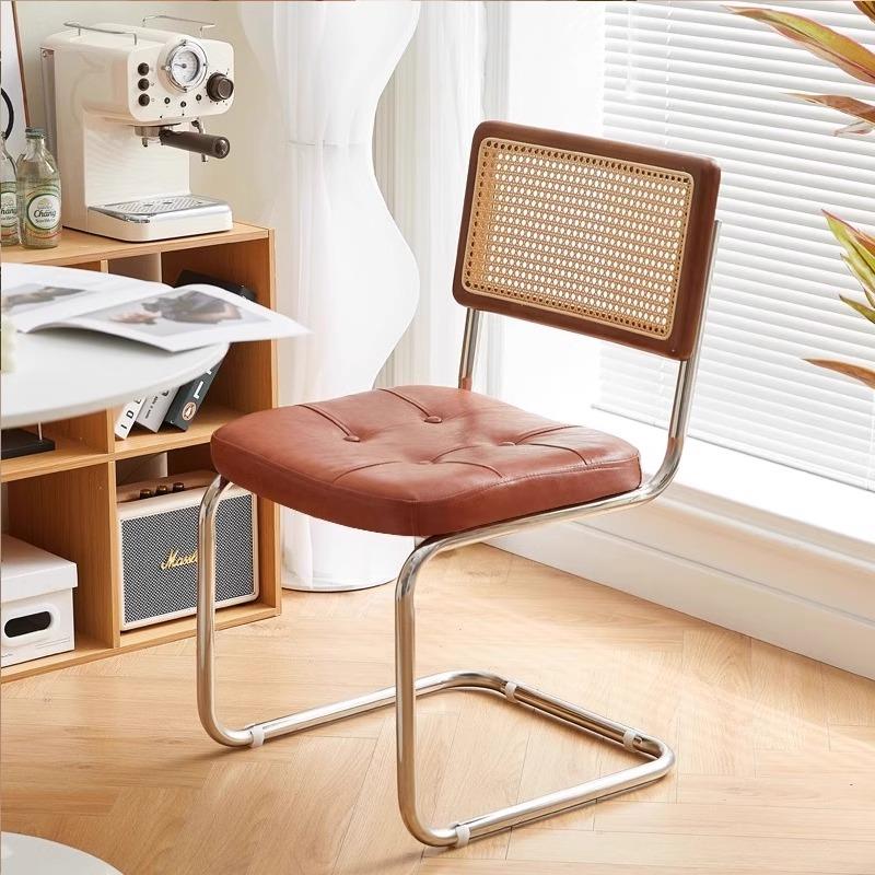 藤编椅子北欧靠背椅家用设计师餐椅中古椅网红咖啡厅宅寂风休闲