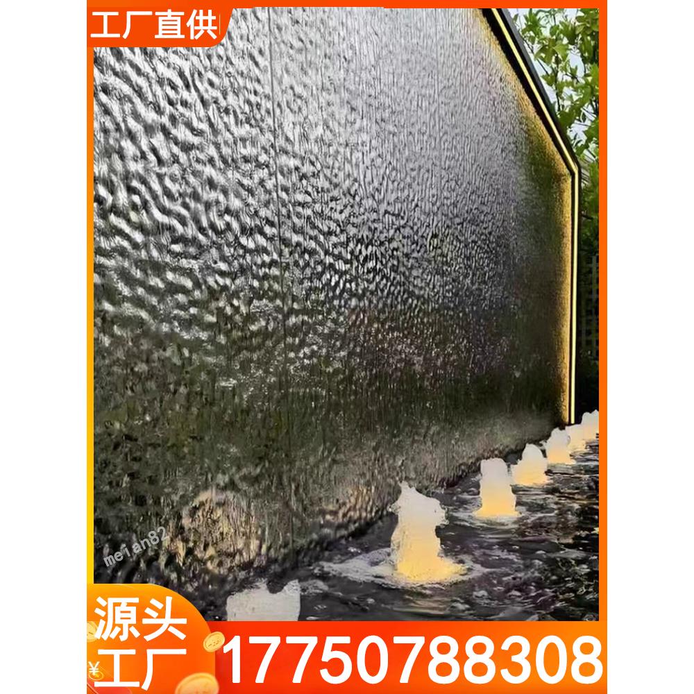 金属网水帘流水墙不锈钢瀑布水帘背景墙水波纹流水屏风玻璃水幕墙