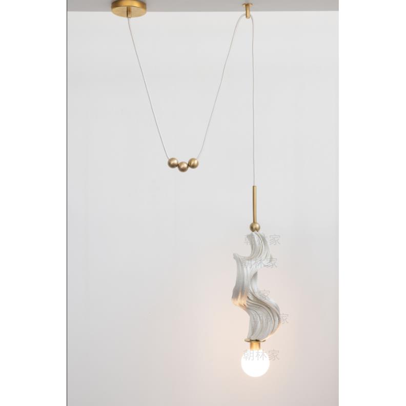 全铜意式极简艺术简约个性树脂花纹衣帽间餐厅吧台走廊床头单吊灯