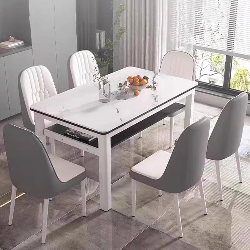 钢化玻璃餐桌椅组合现代简约小户型家用轻奢长方形出租房吃饭桌子