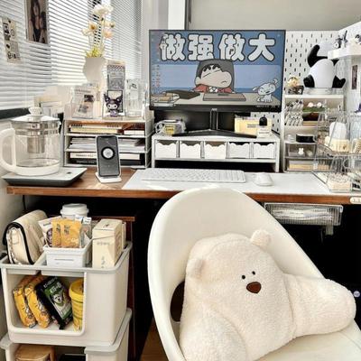 办公室桌面收纳女生工位神器台面置物架桌下抽屉多功能文件小柜子