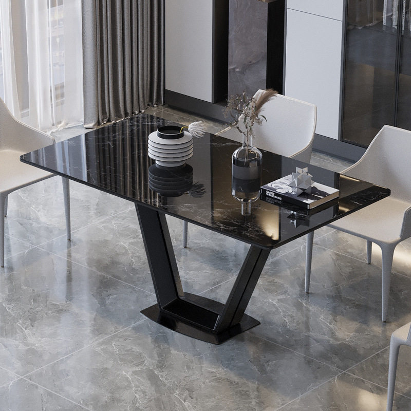 岩板餐桌椅组合意式家用小户型轻奢高端简约现代碳钢腿长方形餐桌,住宅家具,大理石餐桌,淘宝优惠券,粉丝福利购,淘宝优惠卷