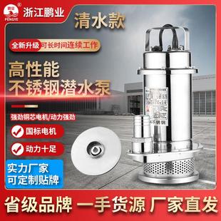 耐酸碱腐蚀抽水泵小型220v家用高扬程大流量304清水不锈钢潜水泵