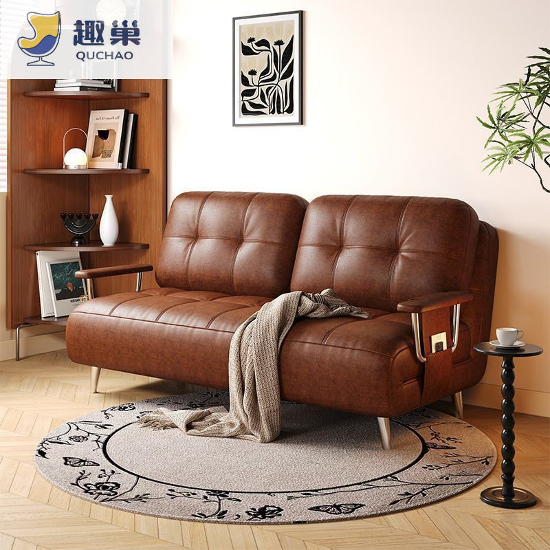 中古风折叠沙发床单人两用多功能书房小户型阳台伸缩实木沙发床,住宅家具,沙发床,淘宝优惠券,粉丝福利购,淘宝优惠卷