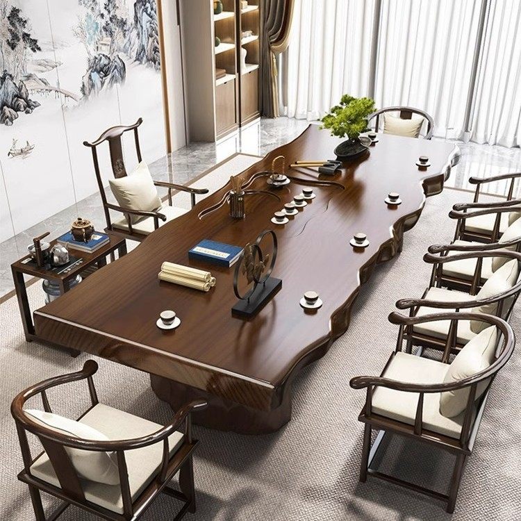 原木大板茶桌新中式实木泡茶台家用茶台茶几办公室轻奢风泡茶,商业/办公家具,茶台/茶桌,淘宝优惠券,粉丝福利购,淘宝优惠卷