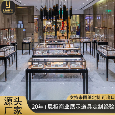 门店黄金珠宝展示柜玻璃柜定做耳环项链首饰中岛柜玉石翡翠展示柜