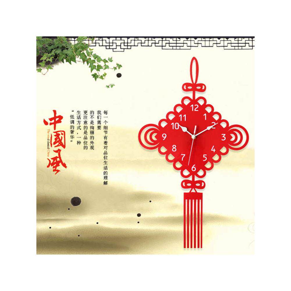 创意新中式中国结挂钟家用装饰中国风客厅时尚静音亚克力石英钟表
