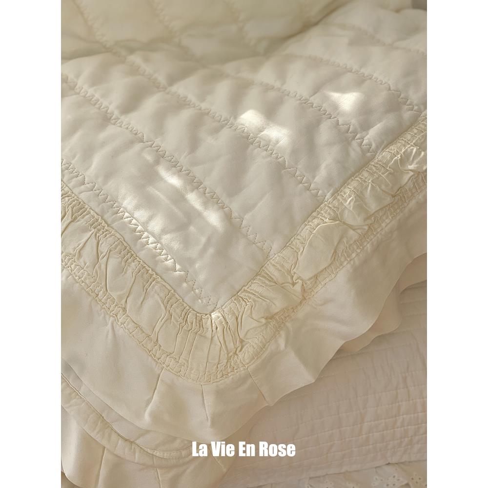 韩国褶皱蕾丝模态绗缝夏季棉被凉爽棉被凉爽空调棉被纯色柔软机洗