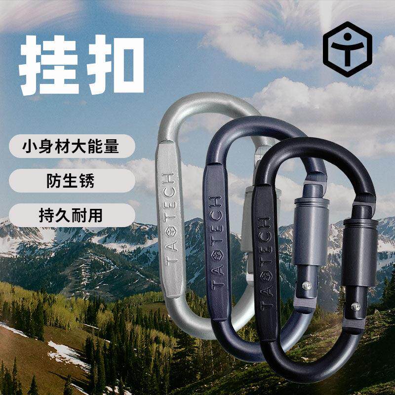 TaoTech户外D型铝合金挂扣钥匙扣背包水瓶多功能快挂钩扣