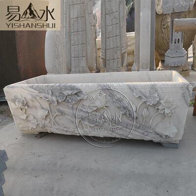 石雕汉白玉石头鱼缸老石槽养鱼种花庭院别墅摆件造景大石缸定制