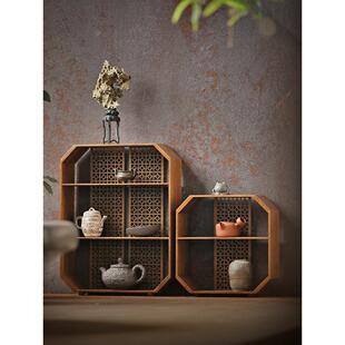 宿营薄谷架竹制多宝阁茶桌茶具杯架中国小茶道茶架实木家庭桌面