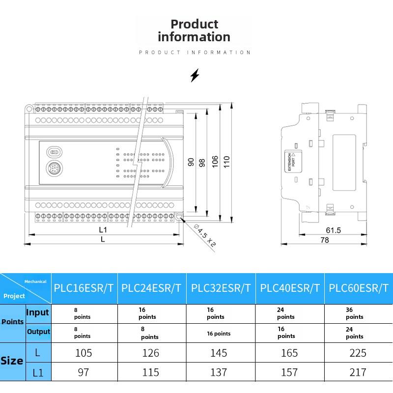 国产Plc可编程控制器兼容台达Es2 Dvp 16/24/32/40/60无标配