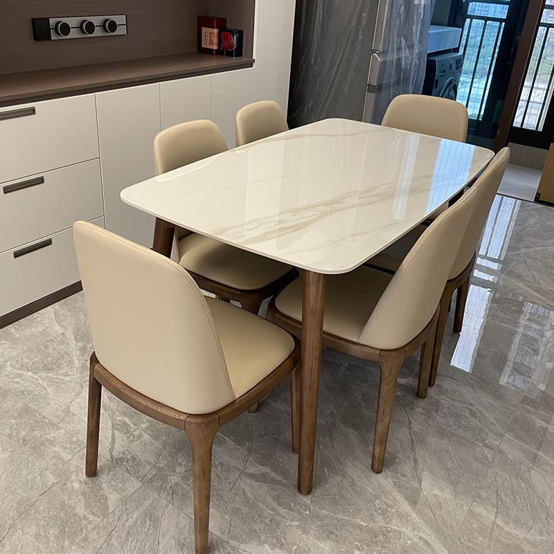 岩板长方形餐桌 北欧风格实木餐桌 小户型餐桌组合 大理石家用餐