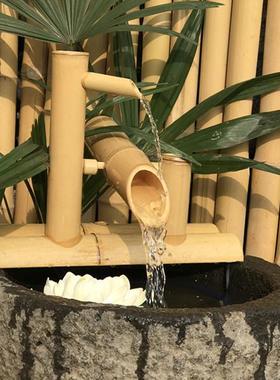 日式竹子惊鹿 惊鹿流水器 流水摆件 庭院设计僧都 竹惊鸟 惊鸟器