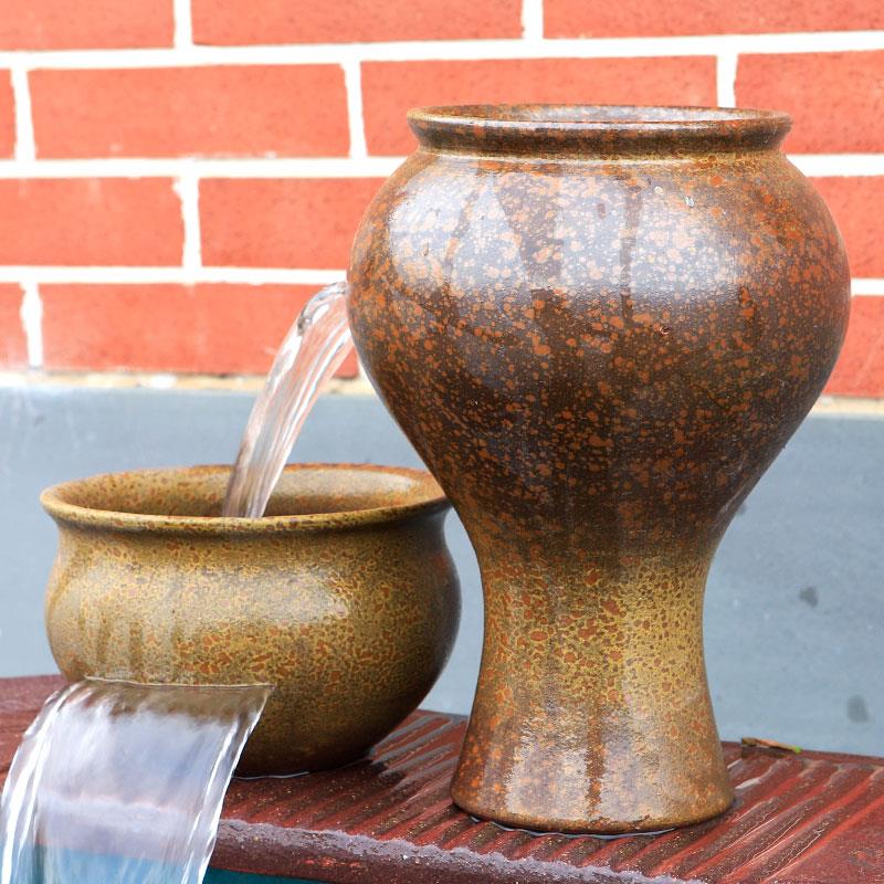 循环水鱼池全套摆件过滤器流水陶罐造景鱼缸覆古瀑布生态养鱼古法