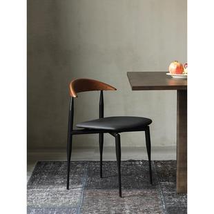 意式 树吱 简约铁艺仿皮面牛角椅靠背椅北欧餐厅商业家用表情餐椅