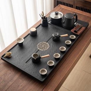 高端全天然黑金石材茶盘茶具全自动集成电磁炉水壶石材茶几