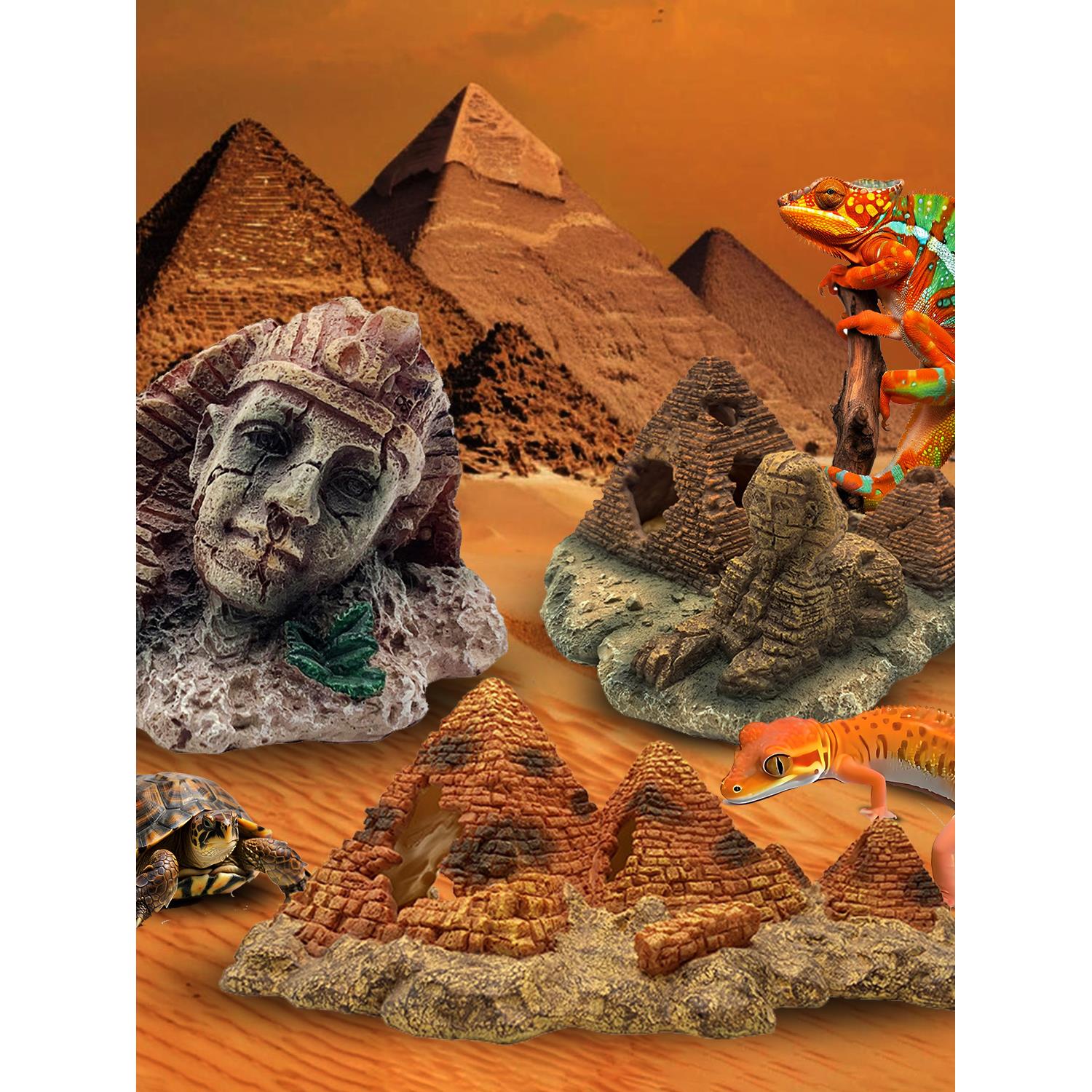 爬宠躲避屋饲养箱埃及金字塔彷岩石造景穴鬃狮蜥蝎子守宫蛇躲藏洞