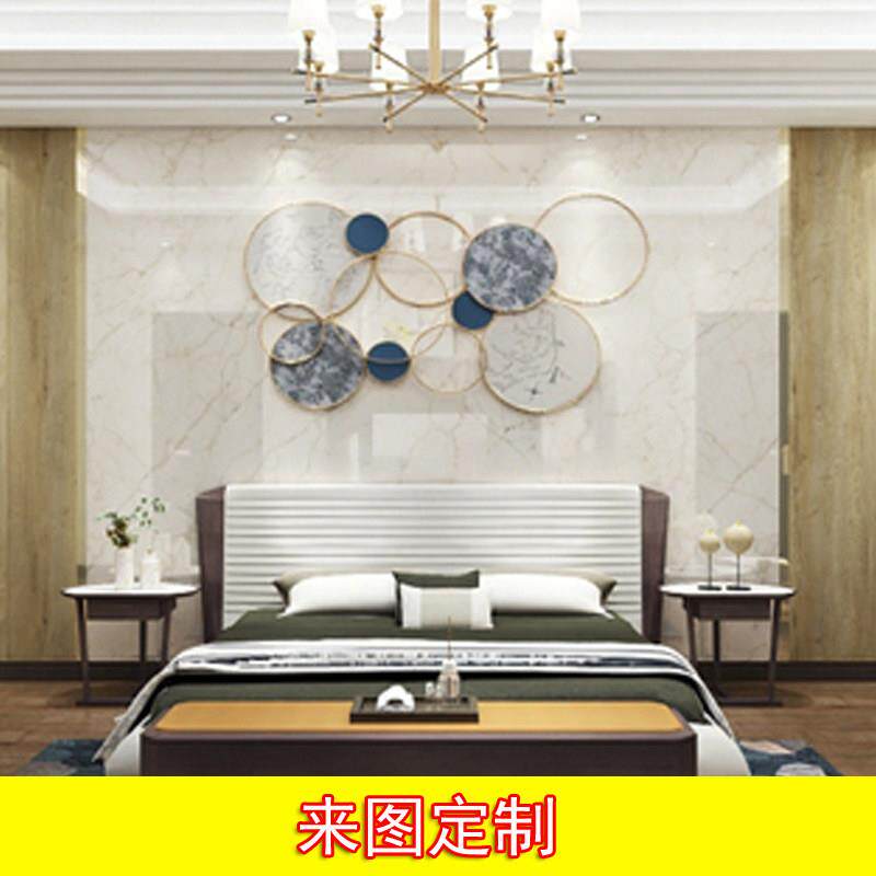 北欧风格铁艺客厅沙发背景墙面装饰品卧室金属壁挂件玄关圆形壁画