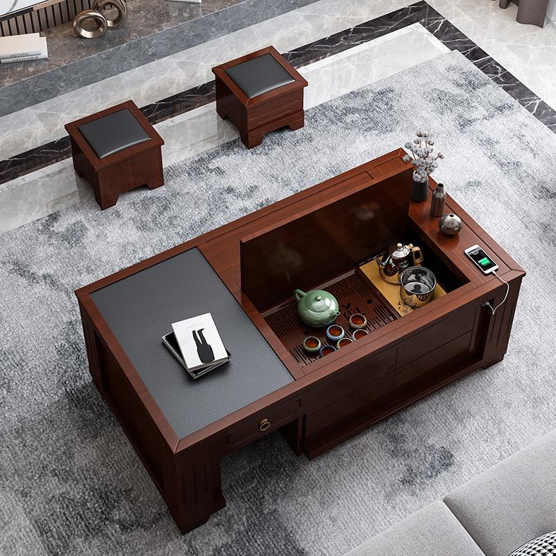 茶具茶台一整套自动升降茶几客厅家用带烧水壶一体实木电动茶桌