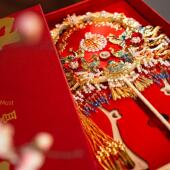 圆扇婚礼扇子新娘古风秀和婚礼双面高端手工成品