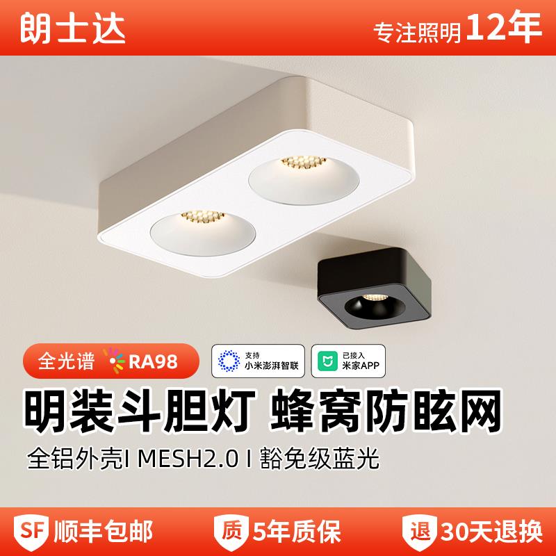 明装斗胆灯防眩123头明装筒射灯全光谱超薄无悬吊式天花板极简无