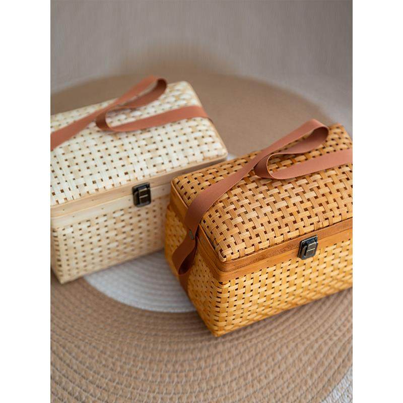 中秋节竹编礼盒篮端午节收纳盒带盖子手提编织篮节假礼品包装竹篮,特色手工艺,竹编/竹雕,淘宝优惠券,粉丝福利购,淘宝优惠卷