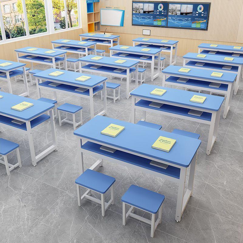中小学校学生课桌椅组合长条桌彩色辅导班补习班单双人双层培训桌